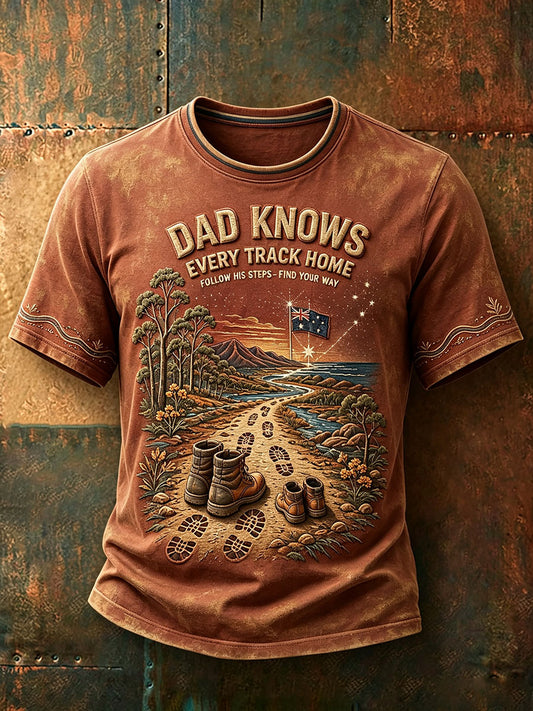 Men's Australia Father's Day Art Printed T-shirt