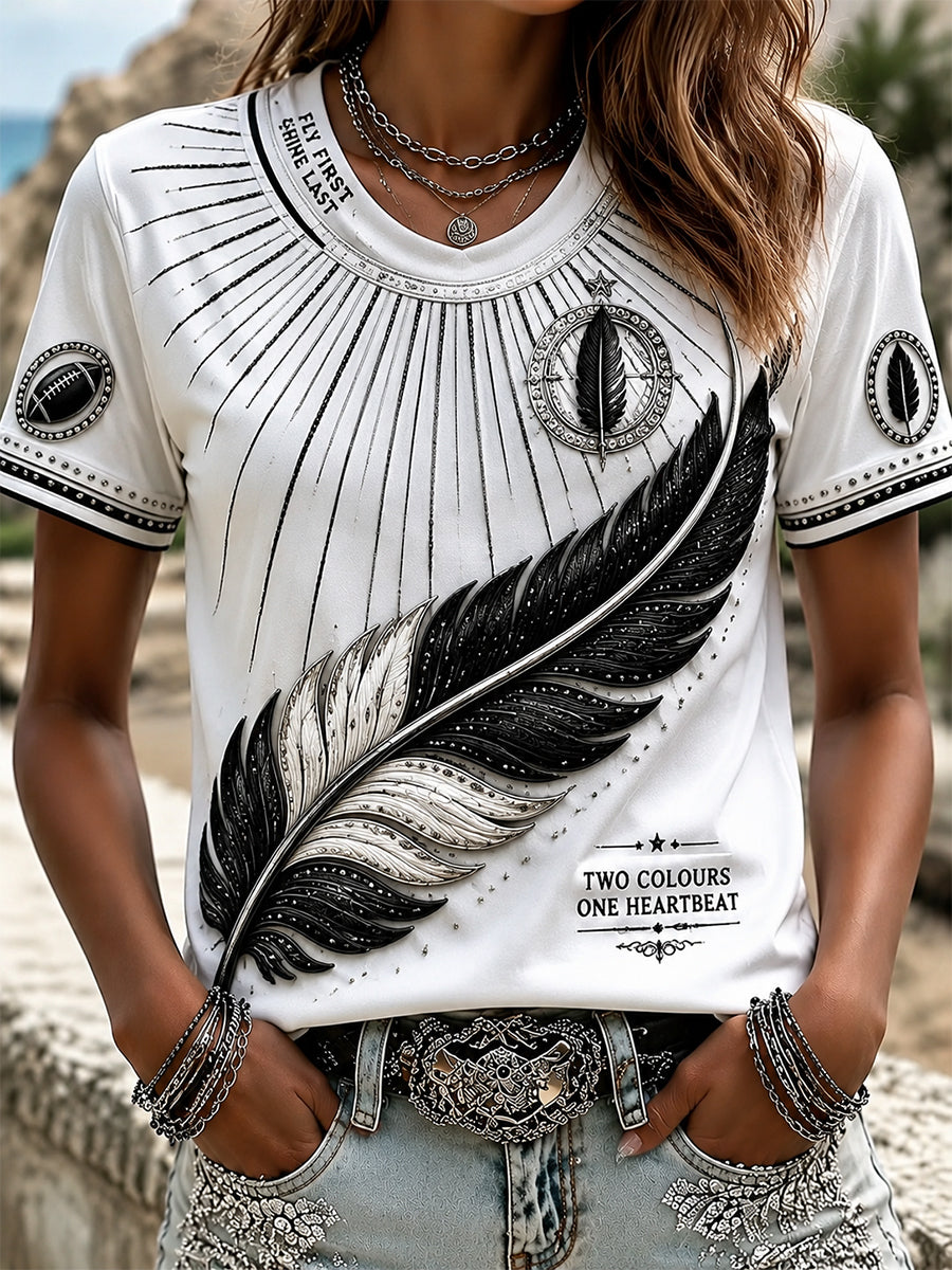 Women's Australia Magpies Footy Lover Art Printed T-shirt