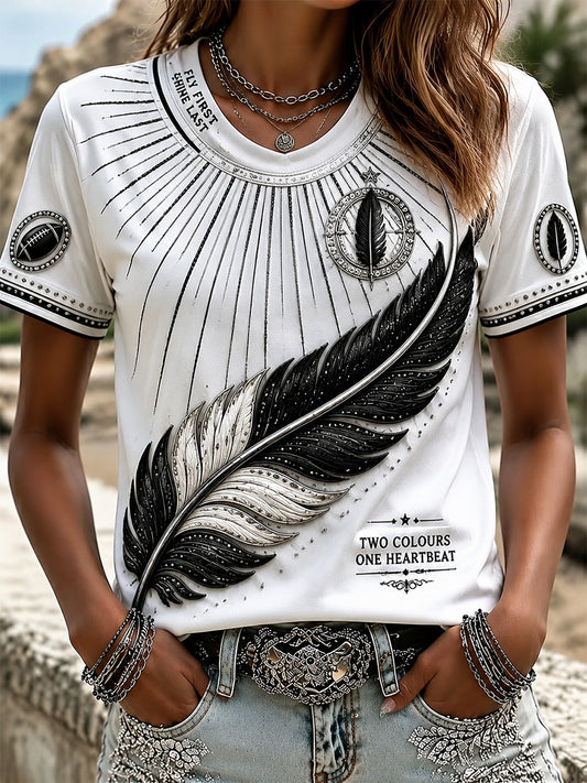 Women's Australia Magpies Footy Lover Art Printed T-shirt