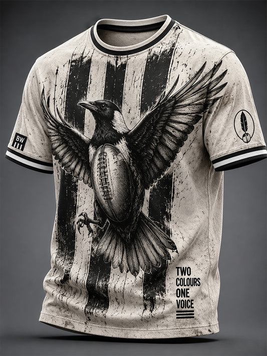 Men's Australia Magpies Footy Lover Art Printed T-shirt