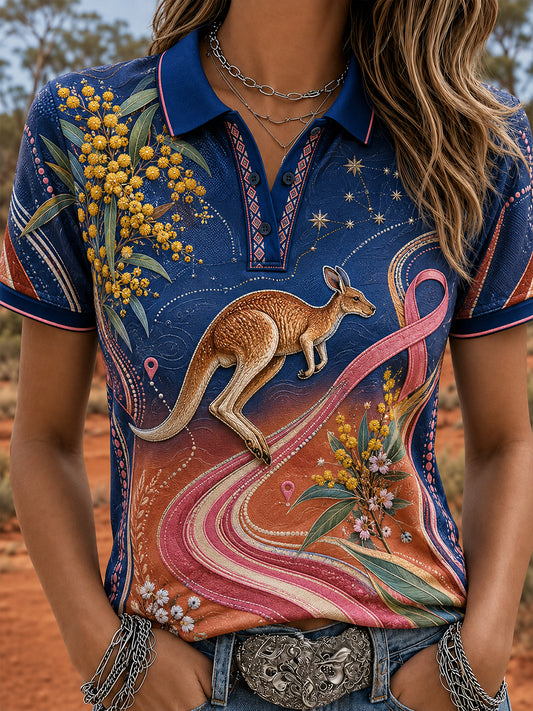 Women's Australia Breast Cancer Awareness Polo T-Shirt