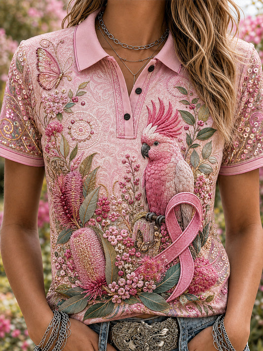 Women's Australia Breast Cancer Awareness Polo T-Shirt
