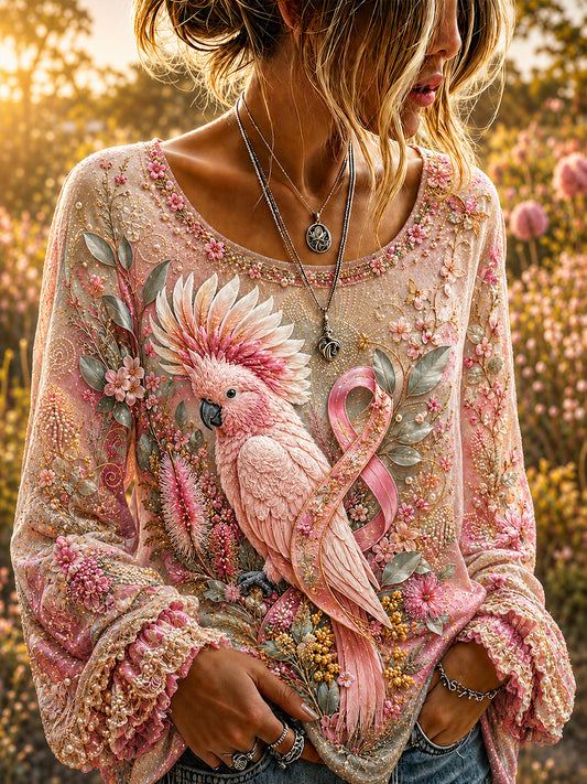Women's Australia Breast Cancer Awareness  Cotton-Linen Shirt