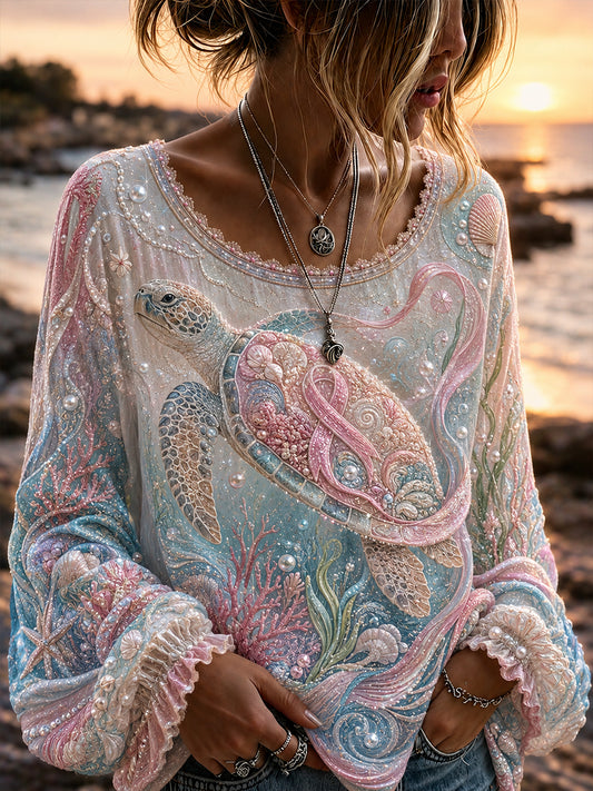 Women's Australia Breast Cancer Awareness  Cotton-Linen Shirt