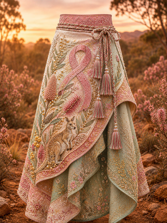 Women's Australia Breast Cancer Awareness Printed Irregular Skirt