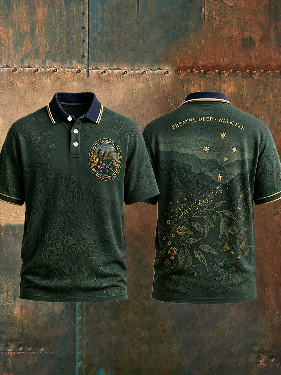 Men's Australia Floral Art Printed Linen Casual Tops