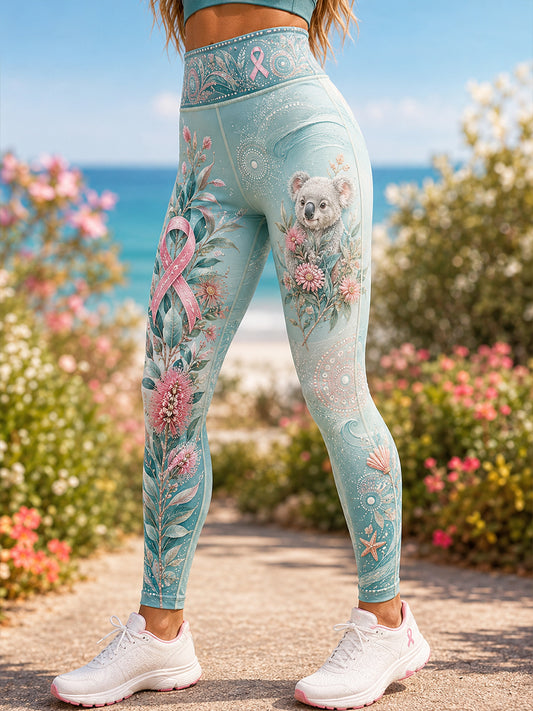 Women's Australia Breast Cancer Awareness  High-Waisted Slim Fit Casual Leggings