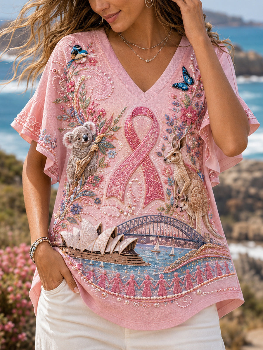 Women's Australia Breast Cancer Awareness  Shot Short Sleeve T-Shirt
