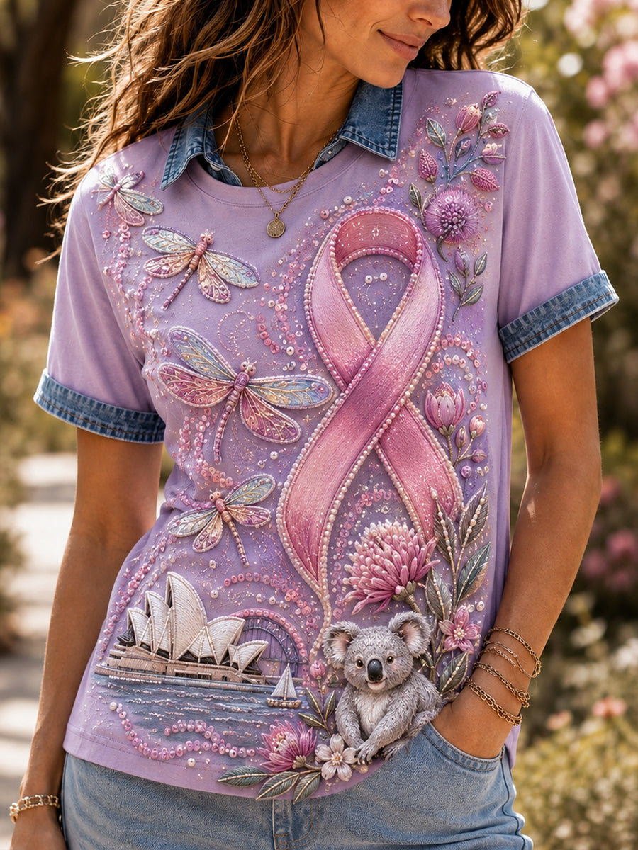 Women's Australia Breast Cancer Awareness Short-Sleeved T-Shirt