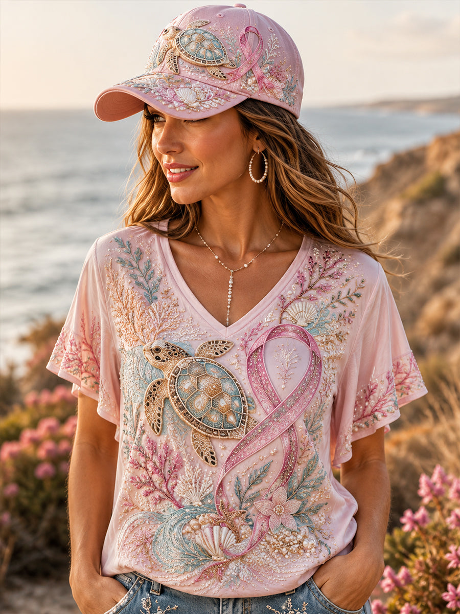 Women's Australia Breast Cancer Awareness  Shot Short Sleeve T-Shirt