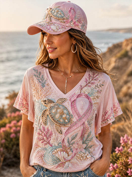 Women's Australia Breast Cancer Awareness  Shot Short Sleeve T-Shirt