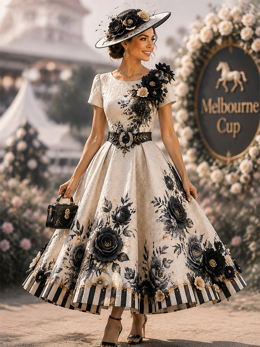 Women's Vintage Melbourne Cup Australian Horse Racing  Dress