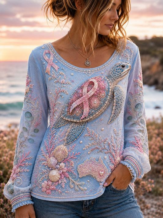 Women's Australia Breast Cancer Awareness  Cotton-Linen Shirt