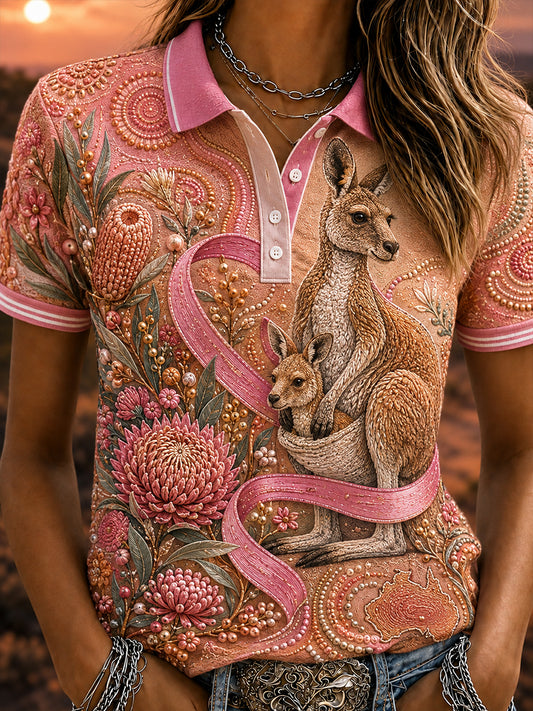 Women's Australia Breast Cancer Awareness Polo T-Shirt