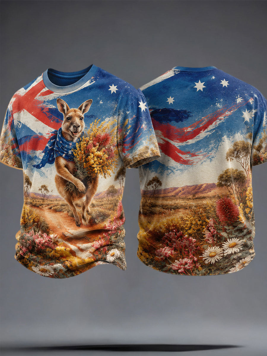 Men's Australia Floral Art Printed T-shirt