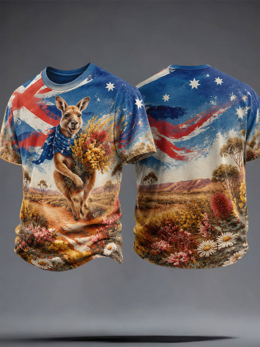 Men's Australia Floral Art Printed T-shirt