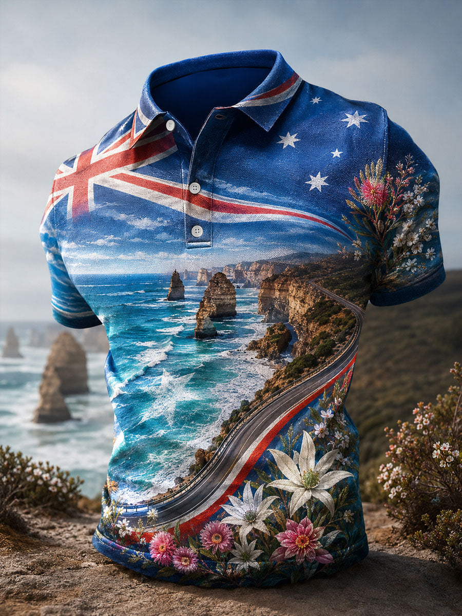 Men's Australia Floral Art Printed Casual Tops