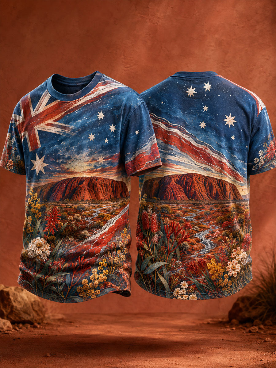 Men's Australia Floral Art Printed T-shirt