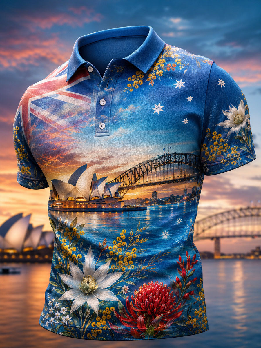 Men's Australia Floral Art Printed Casual Tops