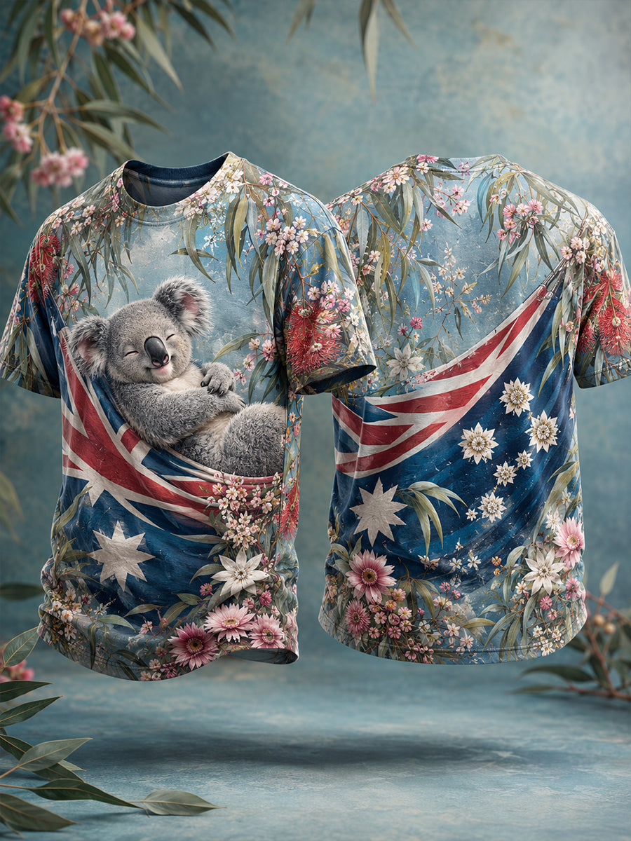 Men's Australia Floral Art Printed T-shirt