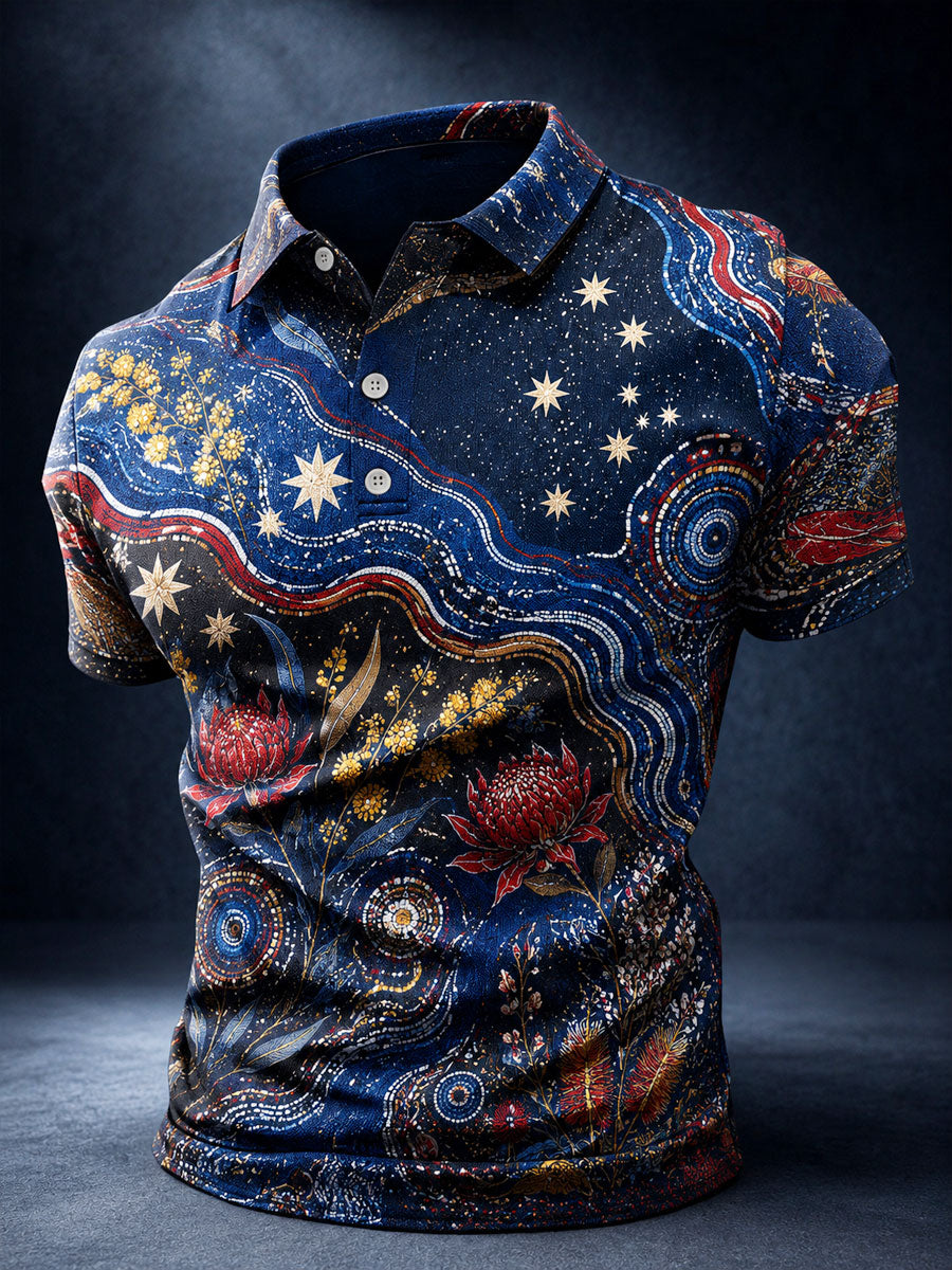 Men's Australia Floral Art Printed Casual Tops