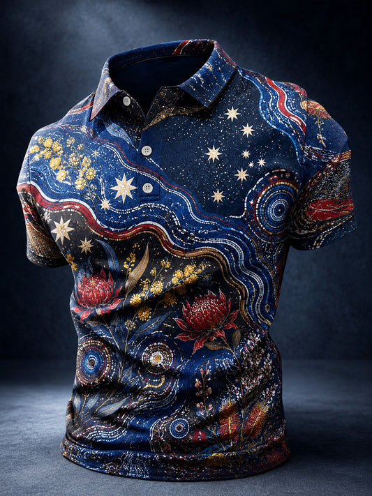 Men's Australia Floral Art Printed Casual Tops