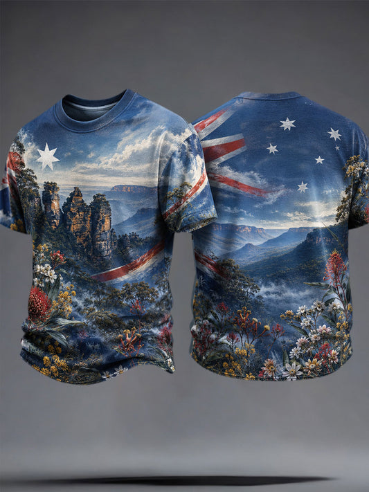 Men's Australia Floral Art Printed T-shirt