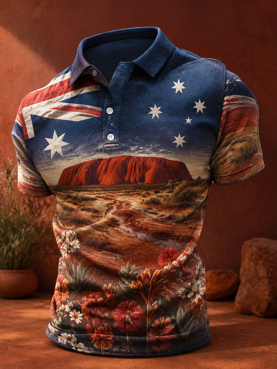 Men's Australia Floral Art Printed Casual Tops