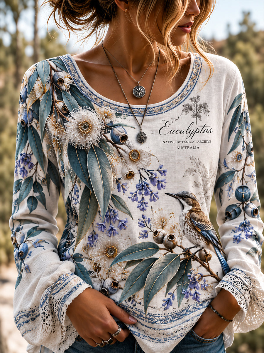 Women's Australian Plants Cotton-Linen Shirt