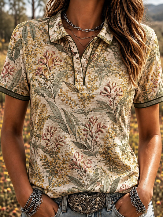 Women’s Retro Australian Wildflower Season Polo Shirt