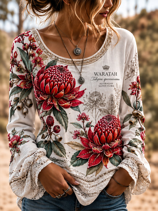 Women's Australian Plants Cotton-Linen Shirt