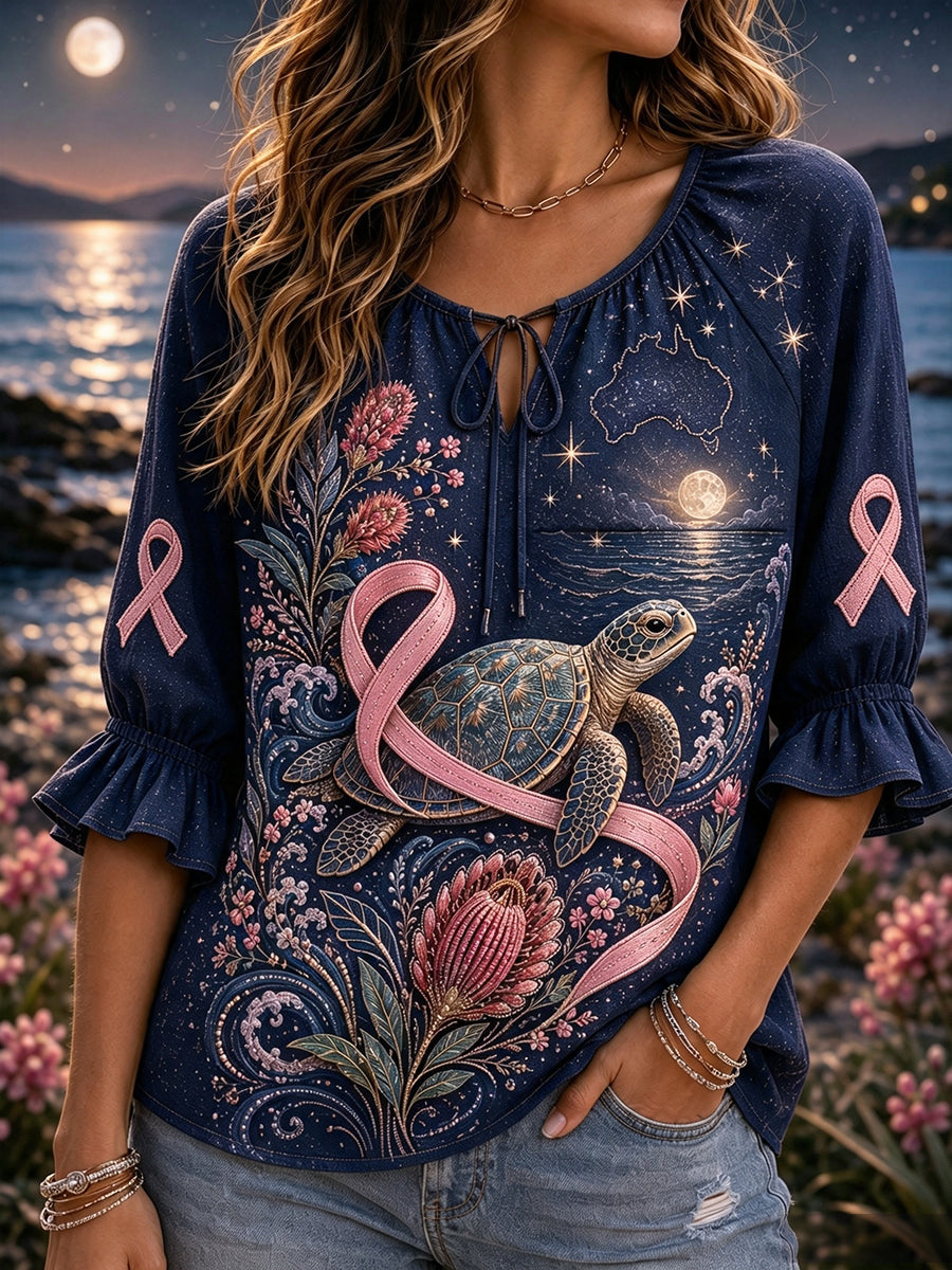 Women's Australian Breast Cancer Awareness Art Print T-Shirt