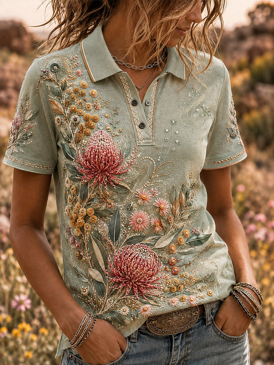 Women's Australian Plants Polo T-Shirt