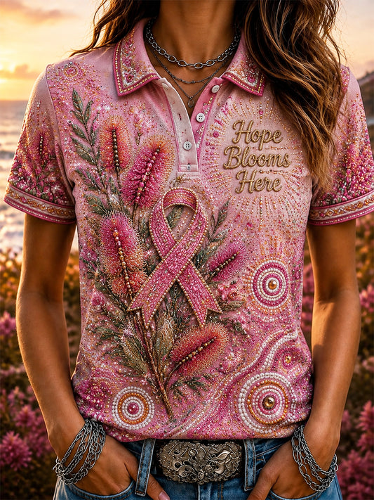 Women's Australian Breast Cancer Awareness Polo T-Shirt