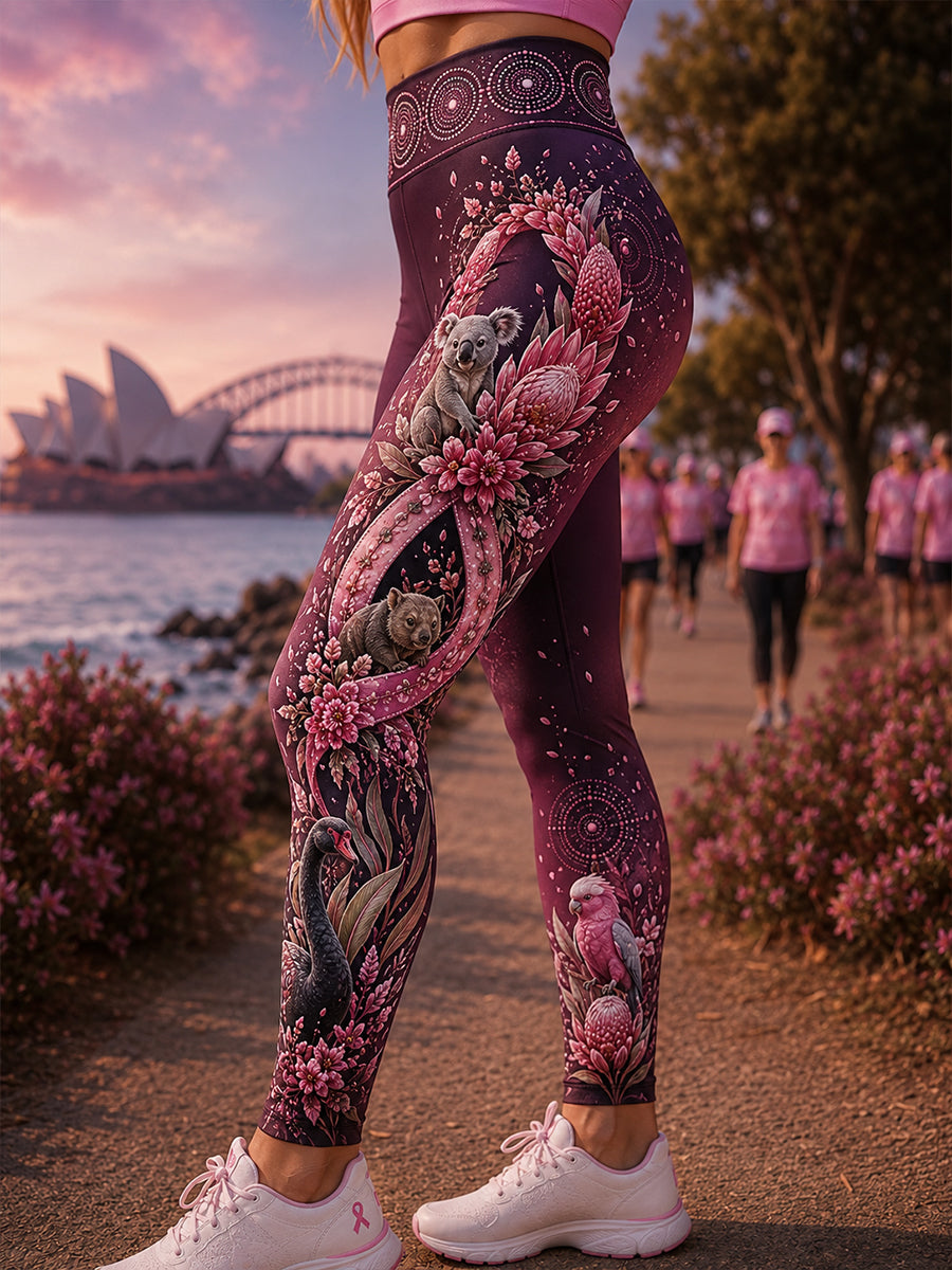 Women's Breast Cancer Awareness Australia High-Waisted Slim Fit Casual Leggings