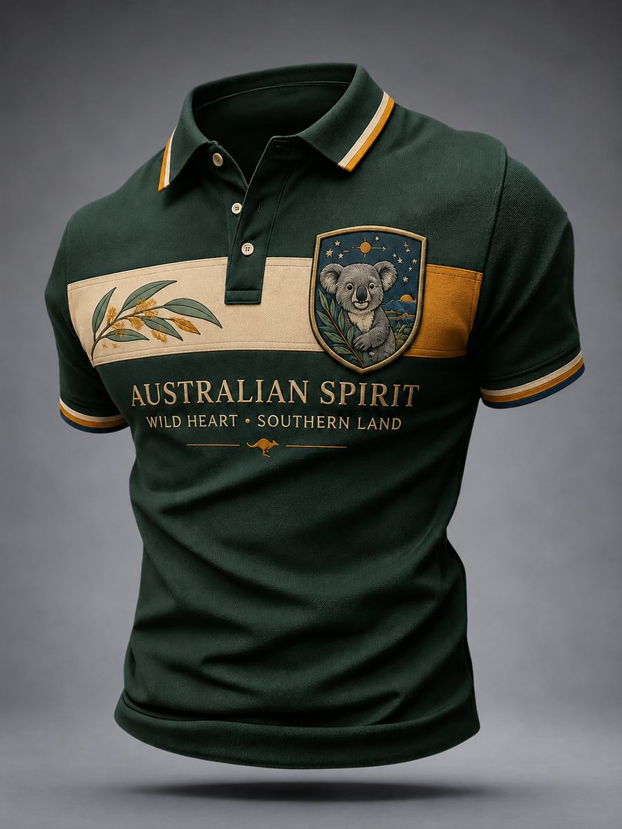 Men's Australia Animal Art Printed polo shirt