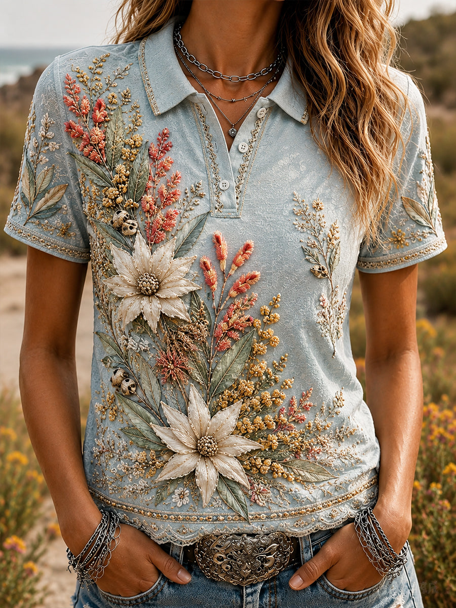 Women's Australian Wildflower Season Polo T-Shirt