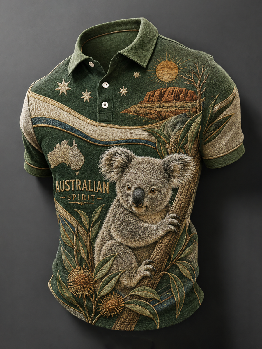 Men's Australia Animal Art Printed polo shirt