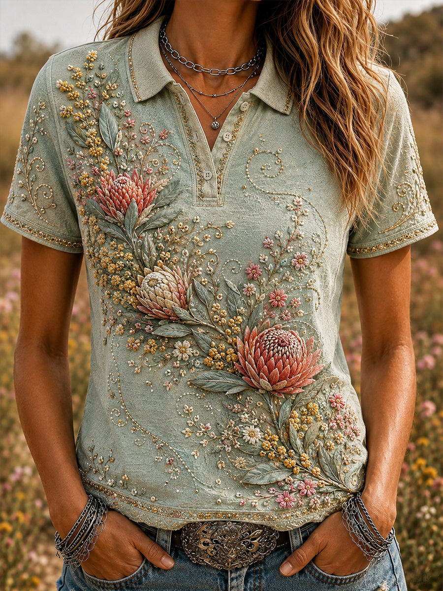 Women's Australian Wildflower Season Polo T-Shirt