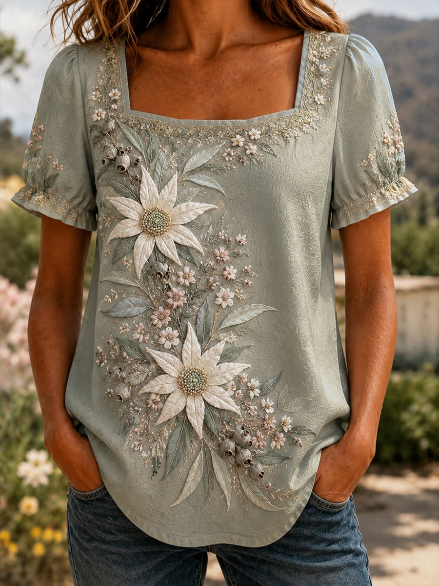 Women's Australian Wildflower Season Print Short-Sleeved T-Shirt