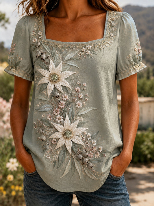 Women's Australian Wildflower Season Print Short-Sleeved T-Shirt