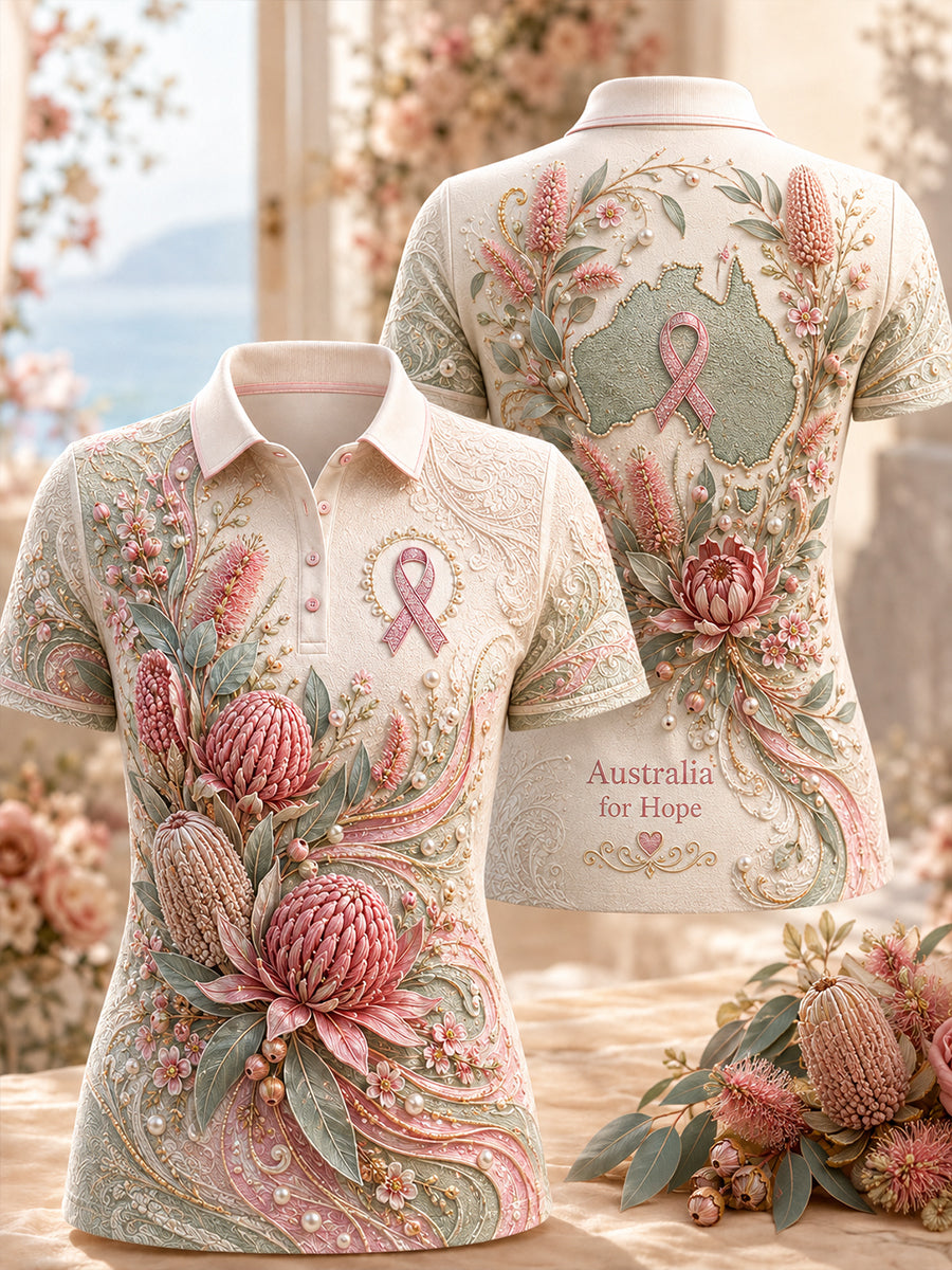 Women's Australia Breast Cancer Awareness Polo T-Shirtirt