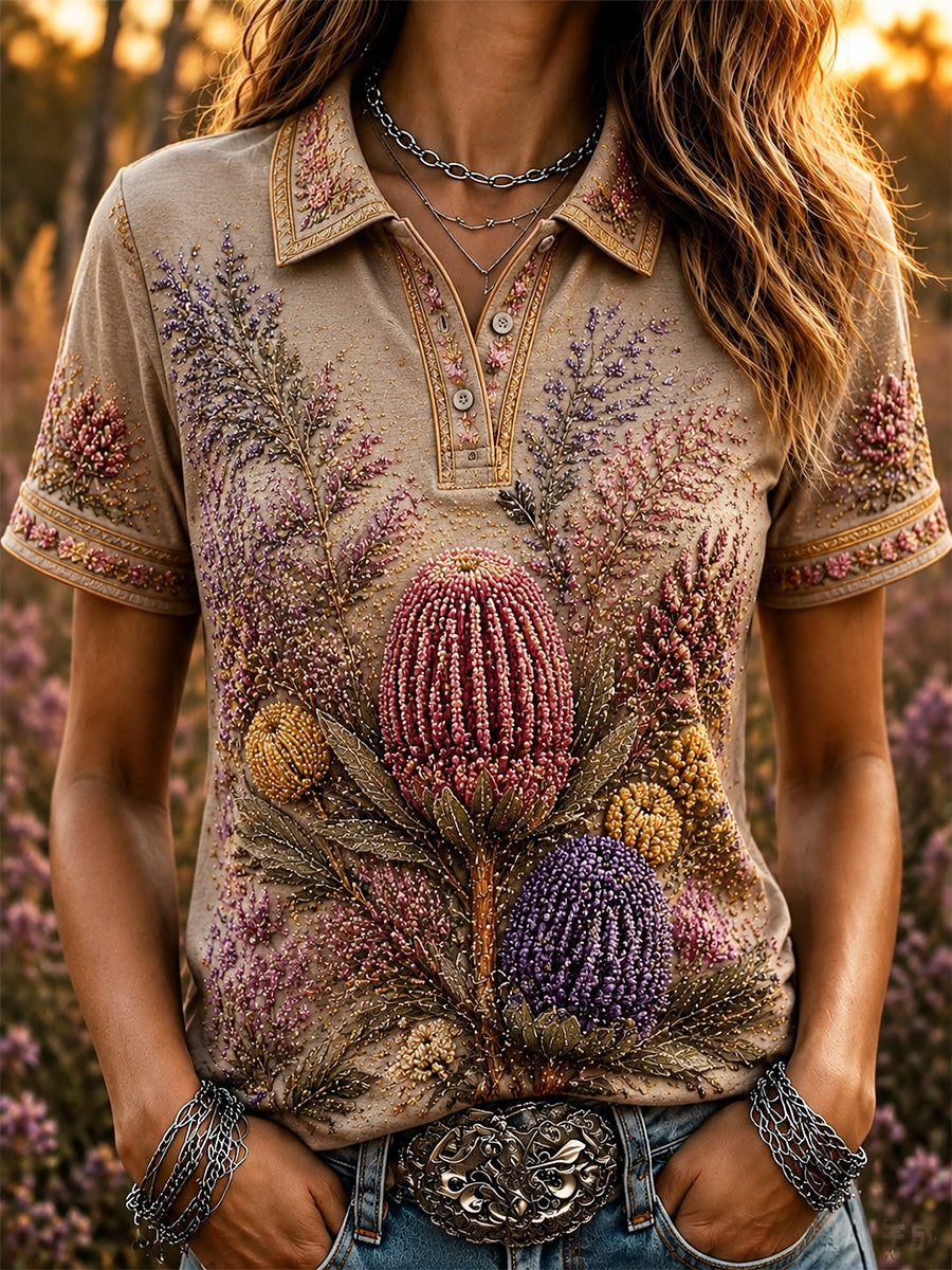Women's Australian Wildflower Season Polo T-Shirt