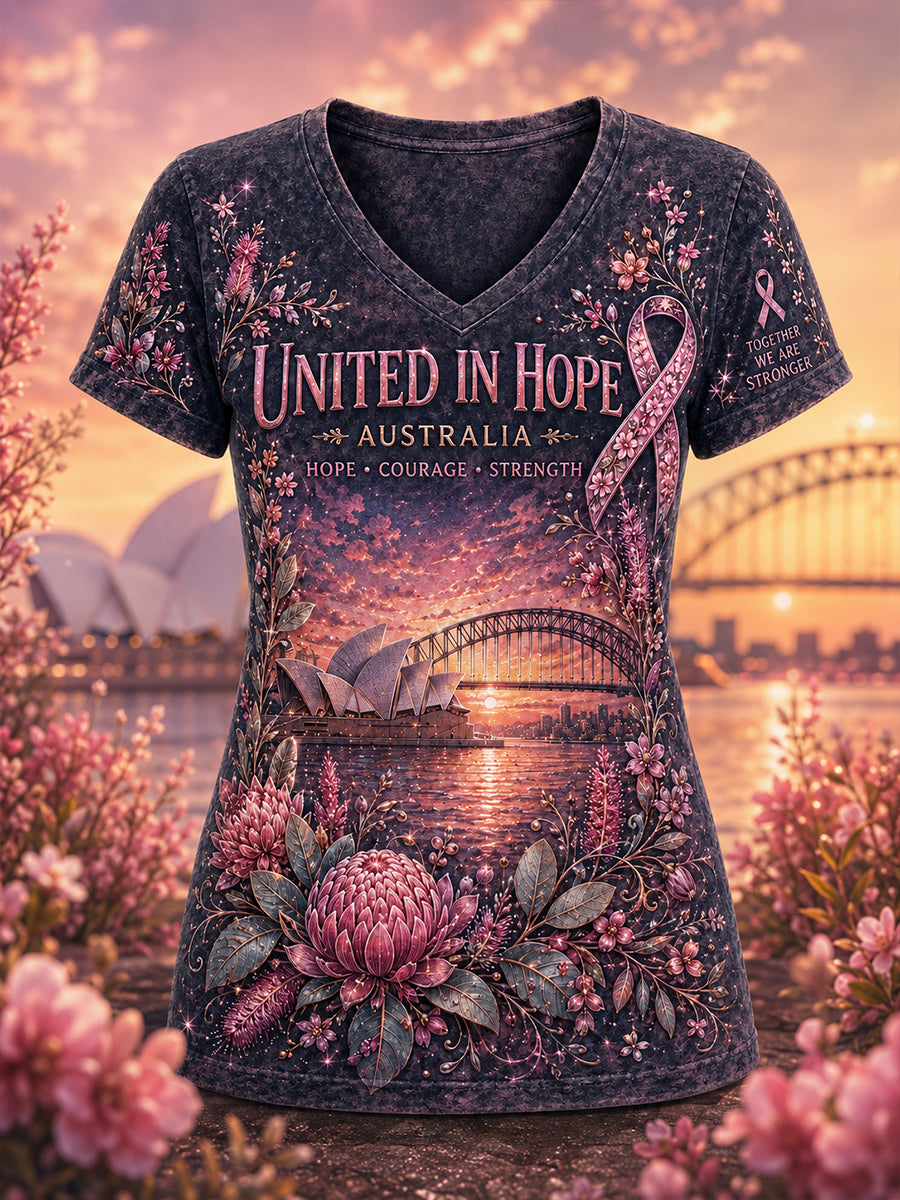 Women's Australia Breast Cancer Awareness V-Neck T-Shirt