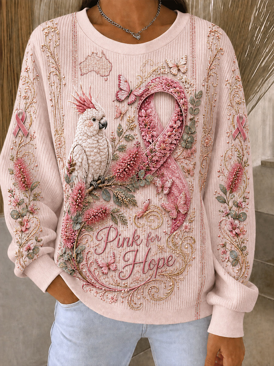 Women's Australia Breast Cancer Awareness Round neck long sleeve T-shirt