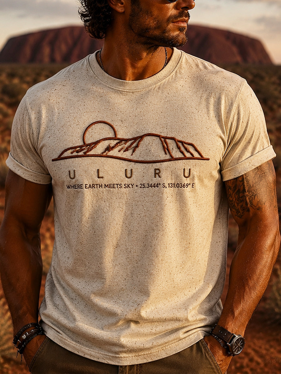 Men's Vintage Australian Uluru Print Short-Sleeve T-Shirt