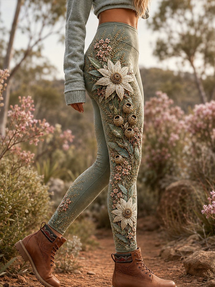 Women's Australian Plants High-Waisted Slim Fit Casual Leggings