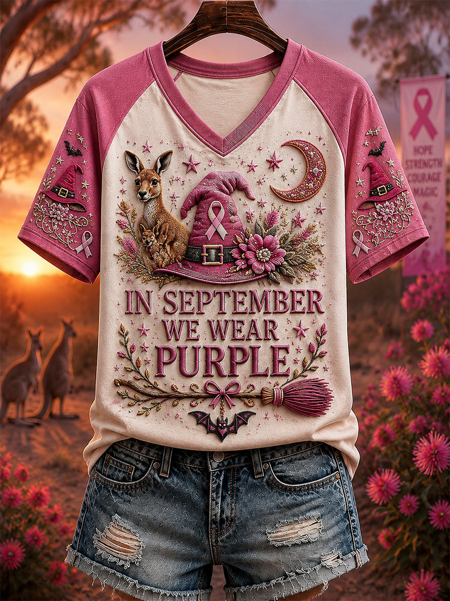 Women's Australian Breast Cancer Awareness V-neck T-shirt