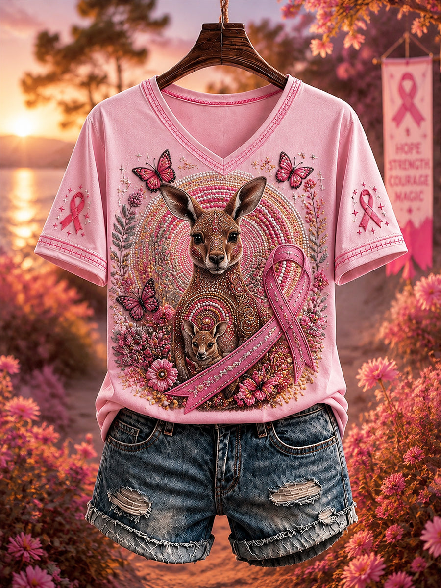 Women's Australian Breast Cancer Awareness V-neck T-shirt