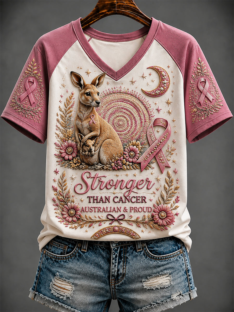 Women's Australian Breast Cancer Awareness V-neck T-shirt